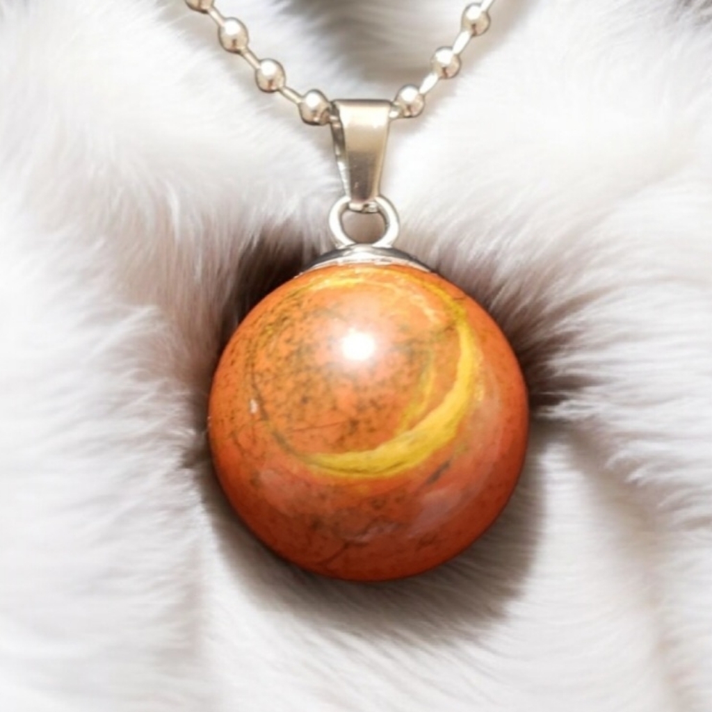 Red Jasper 20mm Sphere Orb Pendant Necklace